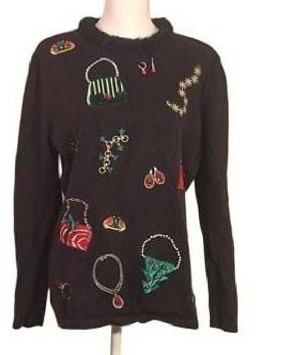 Merry & Bright Sweaters - VTG Merry & Bright Christmas Sweater Petite XL Jewelry Purses, Gifts,